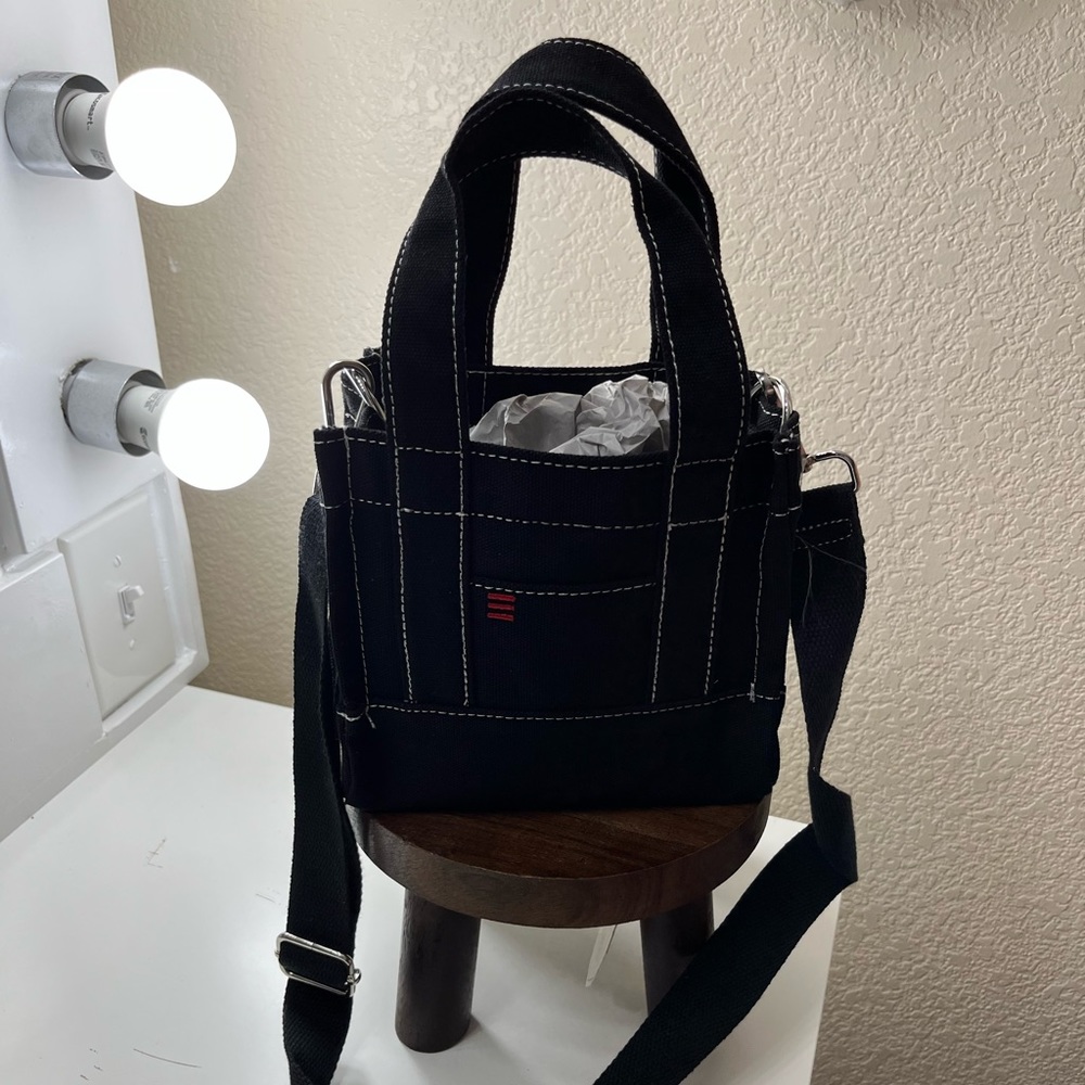 Urban Outfitters Black Mini Tote Crossbody Bag with Contrast Stitching